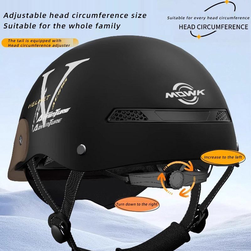 MOWK Capacete de Motocicleta Vintage Meio Capacete de Verão Respirável para Homens e Mulheres Scooter Elétrica a Jato Capacete Aberto Capacete de Segurança Refletivo