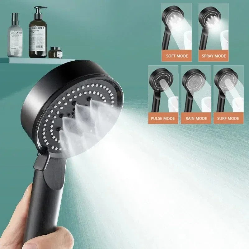 Chuveiro com Bico Auxiliar 5 Modos Ajustável Doméstico de Alta Pressão para Massagem com Água Chuveiro de Mão Spray Acessórios para Banheiro