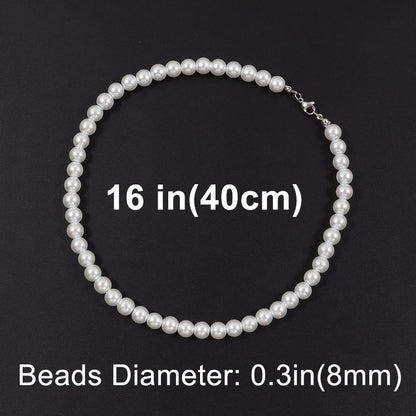 Colar Elegante de Pérola Branca Artificial 1 Peça Gargantilha Corrente de Contas para Homens e Mulheres Presente de Joia da Moda