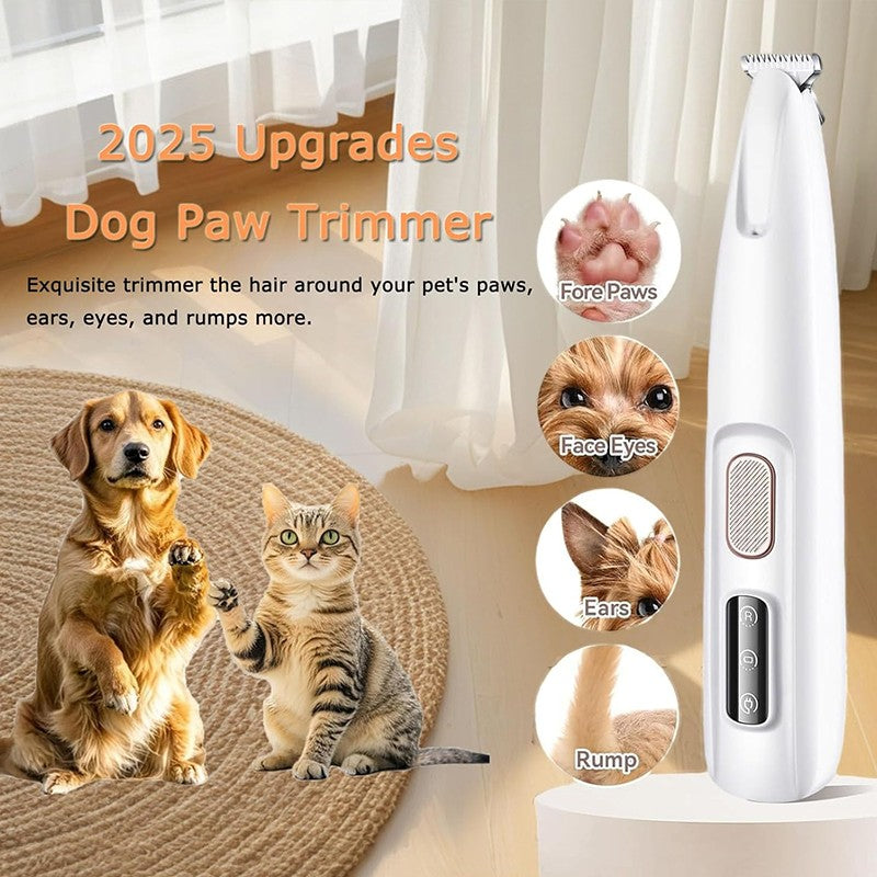 Electric Paw Trimmer For Dogs & Cats Quiet Rechargeable Clipper With LED Light For Ears Face Multifunctional Pet Grooming Tool