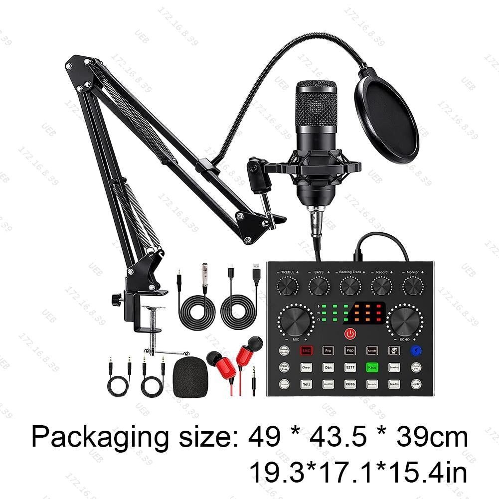 Kit Profissional de Microfone e Placa de Som para Podcast para PC, Smartphone, Laptop, Computador, Gravação de Vlog, Transmissão ao Vivo e YouTube