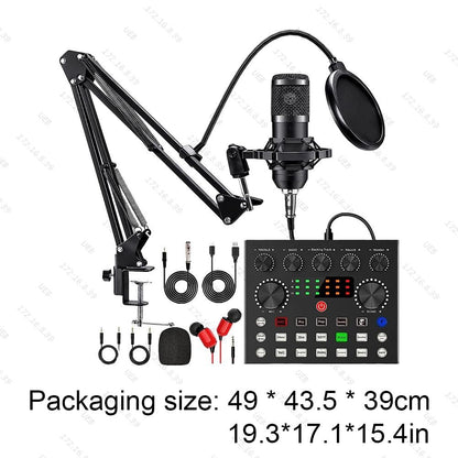 Kit Profissional de Microfone e Placa de Som para Podcast para PC, Smartphone, Laptop, Computador, Gravação de Vlog, Transmissão ao Vivo e YouTube