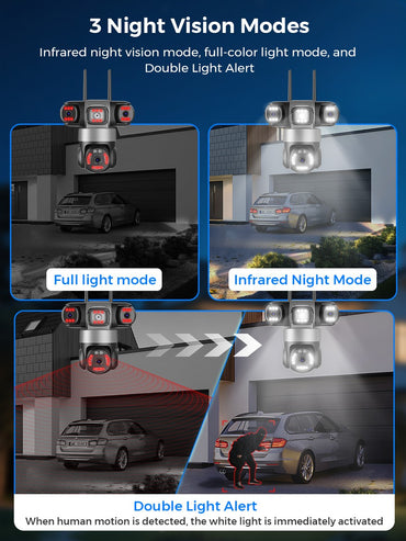 ICsee Wireless PTZ IP Camera 8K 15MP 3-Lens 3-Screen 9MP 4K 2-Way Audio WiFi Outdoor CCTV Security Surveillance Cam