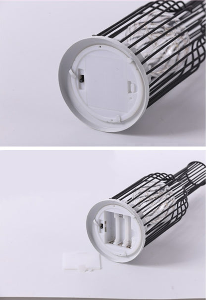 1PC Indoor Iron Wire Cage Design Night Light,Battery-Powered LED Lamp, Decorative Table Lighting for Bedroom, Living Room