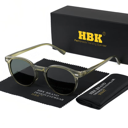 HBK Óculos De Sol Masculino Polarizado Redondo Armação TR90 Fashion Óculos De Sol Feminino Dirigir Esportes UV400 Lunette De Soleil Homme