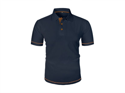 Summer ice silk lapel men's short-sleeved T-shirt men's clothing top