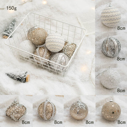 Christmas Ball Painted Ball Golden Silvery Champagne Glitter Stars Christmas Tree Hanging Window Decoration Small Gifts Toys
