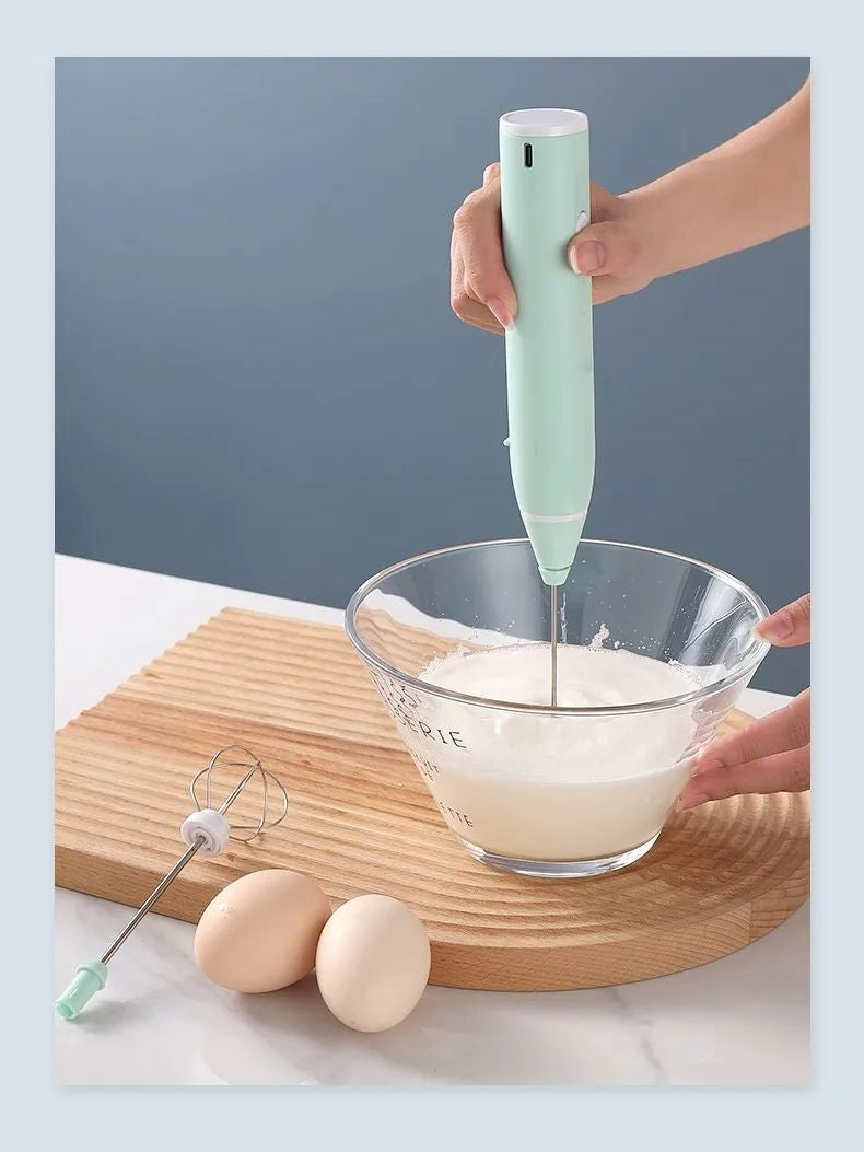 Máquina de café elétrica, espumador de leite portátil, batedor de ovos, batedeira de creme para bolo e geleia recarregável de 3 velocidades, liquidificador de cozinha