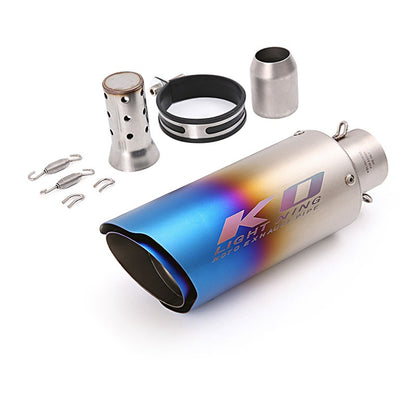 Universal 61 mm Exhaust Tail Pipe Motorcycle Stainless Steel Muffler Tips Blue Black Escape with Removable DB Killer