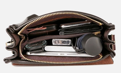 Men's POLO Crossbody Bag Casual Business Style Vertical Shoulder Bag High-quality Leather Trendy Men's Bag Daily Commuting