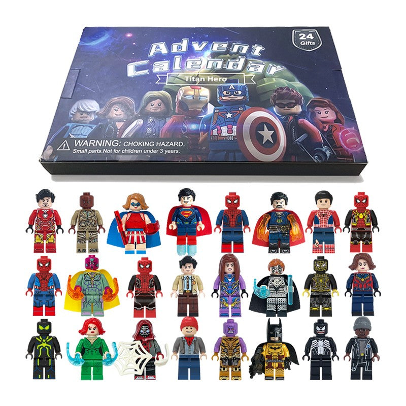 Marvel Christmas Advent Calendar Box Disney Mini Q Version Hulk Anime Figure Spiderman Iron Man Kids Toys 24pcs Figure Gift Box
