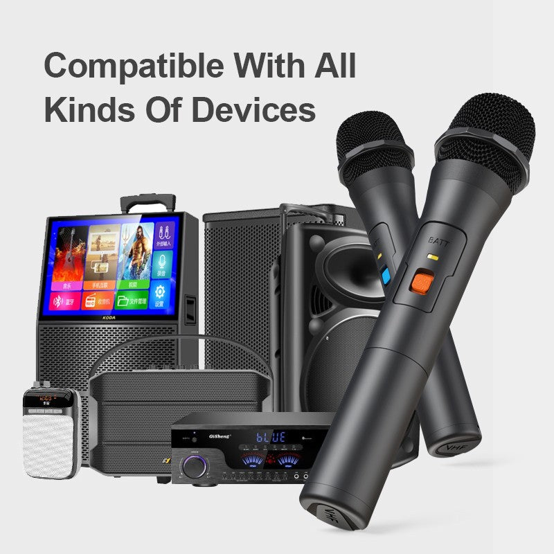 1 Par de Kits de Sistema de Microfone Sem Fio VHF Receptor USB Microfone de Karaokê de Mão para Festas em Casa, Smart TV, Caixa de Som, Canto