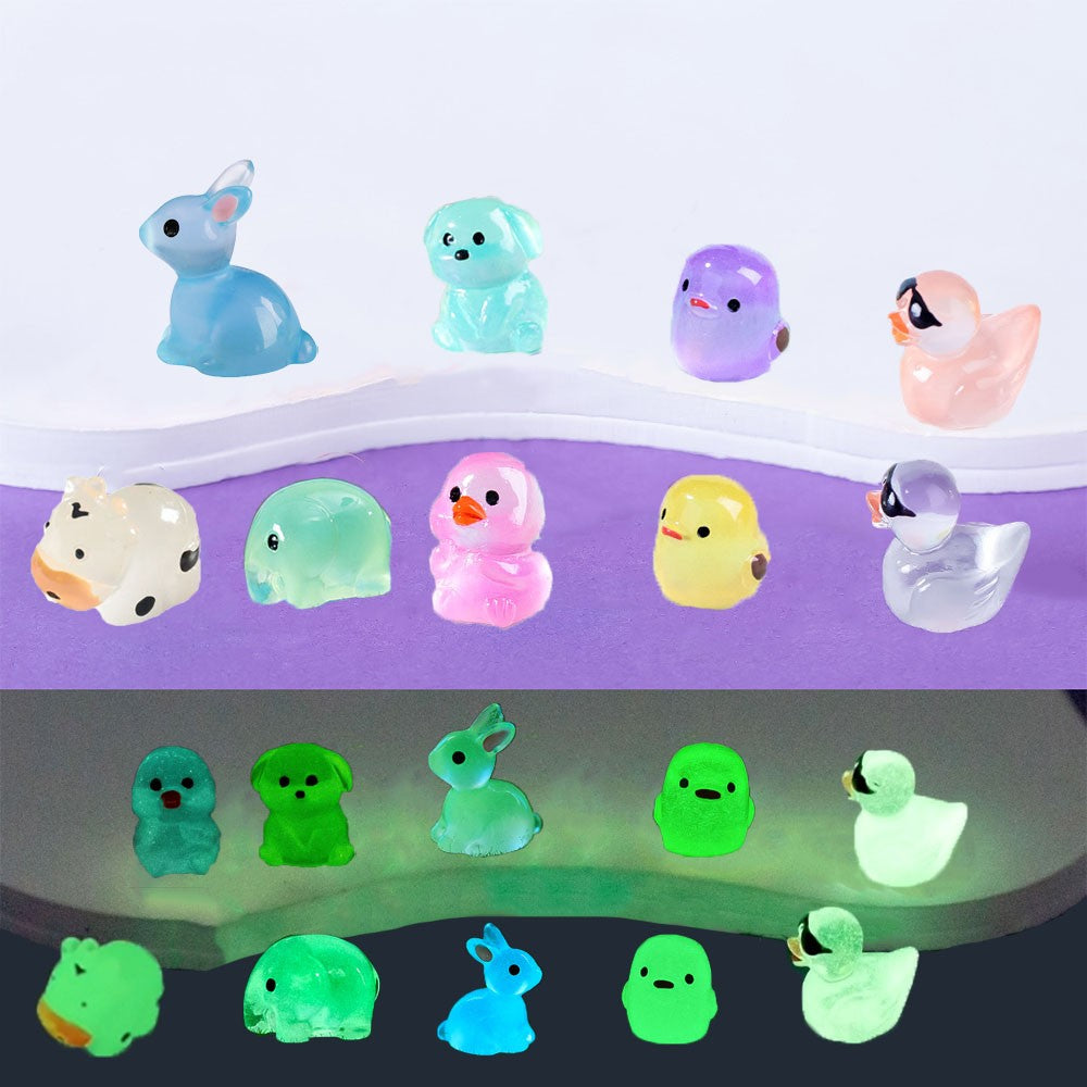 Luminous Mini Resin Animals, Including Tiny Glowing Ducks, Perfect for Decorating Fairy Gardens, Aquariums, And Dollhouses