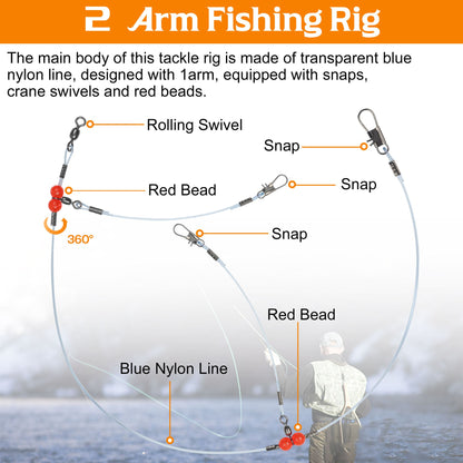 12 Linhas de Pesca de Nylon com Giradores para Iscas e Anzóis, Líder de Arame para Pesca em Água Salgada, Líder de Pesca de Surf, Equipamentos de Fundo
