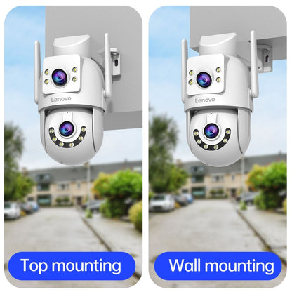 Lenovo HD PTZ Camera Outdoor 6MP Dual Lens Dual Screen 5G Wifi Auto Tracking CCCTV Camera Security Protection Video Surveillance
