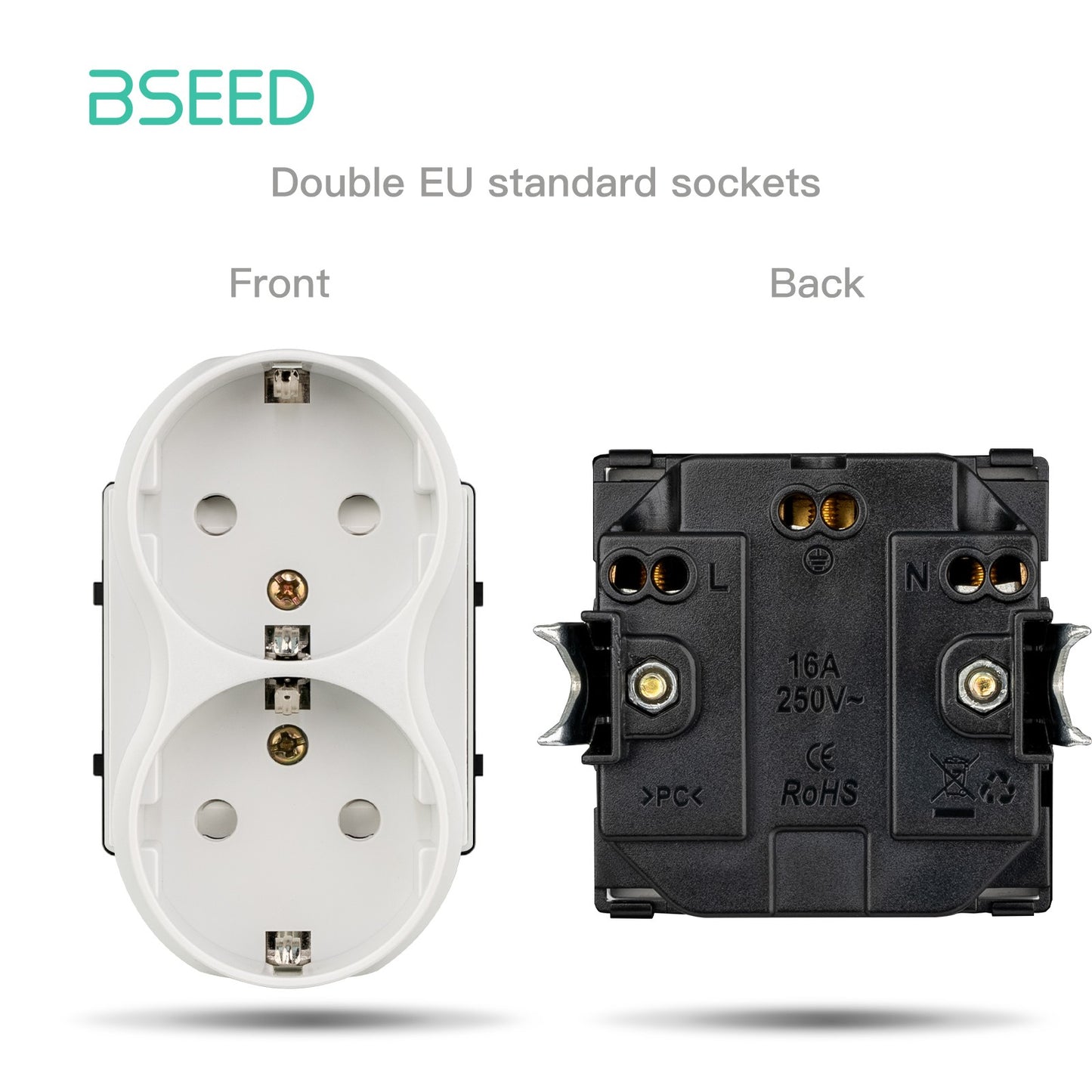 BSEED EU Standard Wall Socket with USB RJ45 TV Satellite Plug Glass Panel DIY Free Combination Function Part for Home Automation