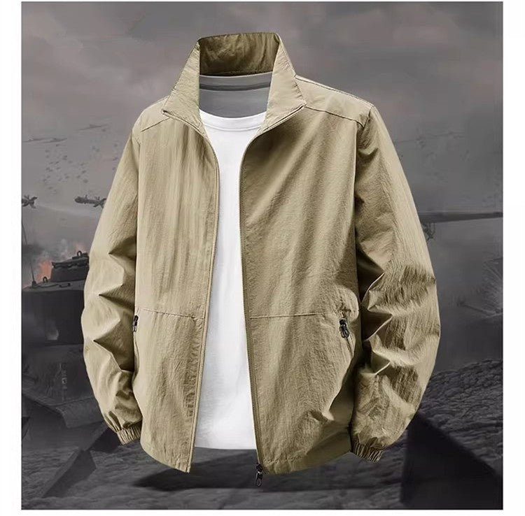 Spring and fall new men's thin jacket, outdoor sports loose Korean casual sports jacket coat.