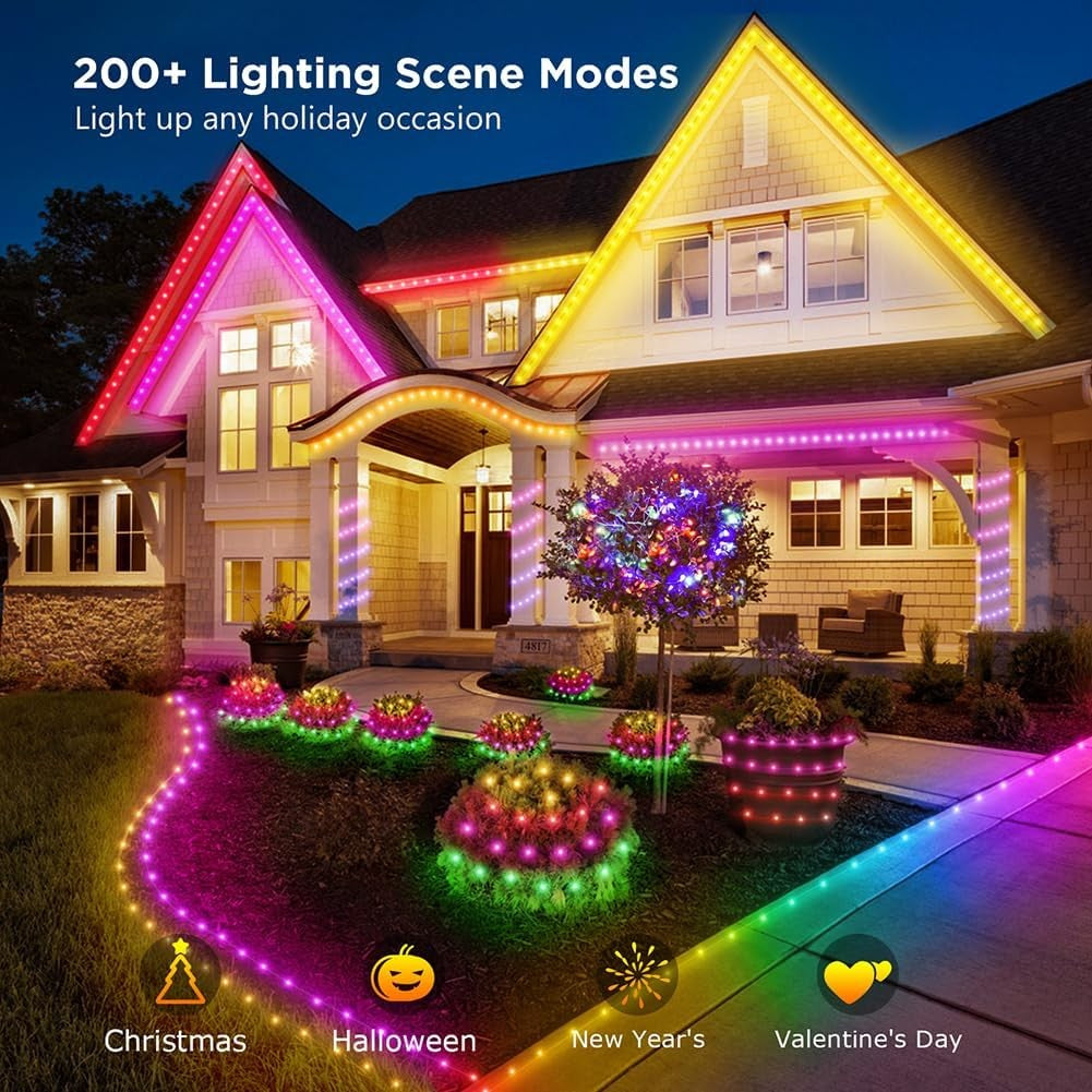 USB RGBIC LED Fairy Lights WS2812B Bluetooth Smart Control Dream Color Music Sync Waterproof Garland Holiday Wedding Decor Lamp