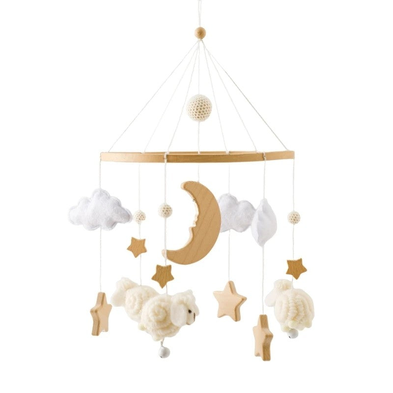 Brinquedo Chocalho para Bebê, Suporte de Berço, Móbile de Madeira, 0-12 Meses, Recém-nascido, Chocalho de Crochê, Suporte para Pendurar Brinquedos, Suporte para Berço de Bebê, Presente