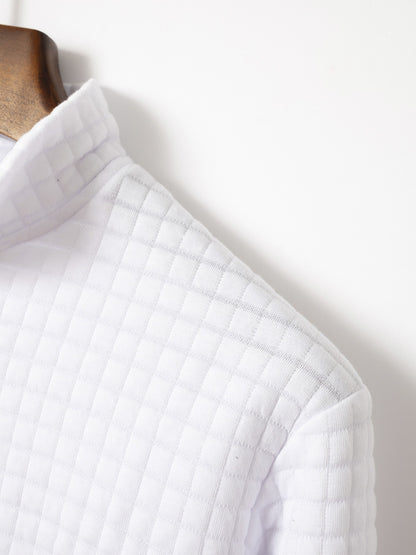 New spring and autumn men's checkerboard checkered POLO shirt zip-up collar sports polo shirt