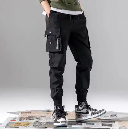 Men's Loose Multi Pocket Jogging Pants,Male Street Style Waist Drawstring Work Pants Suitable for Outdoor Fitness and Vacation