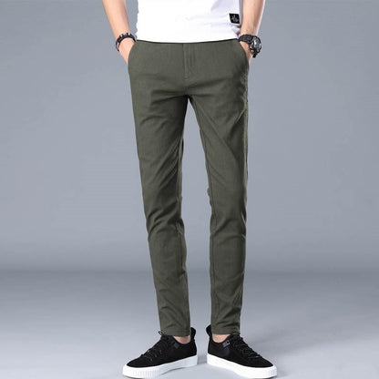 Khaki Casual Cotton Chino Pants Men Straight Leg Trousers Youth Active Sle mid Waist Long Summer Faion Thin Material