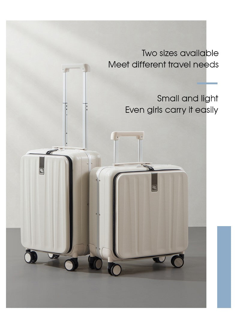Hanke Carry On Suitcase Aesthetic Design 7mm Aluminum Frame Rolling Luggage Boarding Cabin PC Spinner Wheel TSA Lock 18" 20";;VERDADEIRO;;"Ivory White,20Inches 500mm