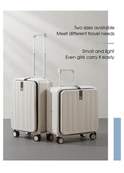 Hanke Carry On Suitcase Aesthetic Design 7mm Aluminum Frame Rolling Luggage Boarding Cabin PC Spinner Wheel TSA Lock 18" 20";;VERDADEIRO;;"Ivory White,20Inches 500mm