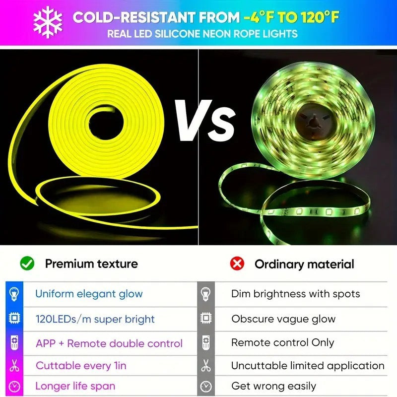 DC 24V RGB Neon Led Strip Light With Bluetooth 30 Meters Outdoor IP65 Waterproof Neon Rope Lights App Remote Control Band