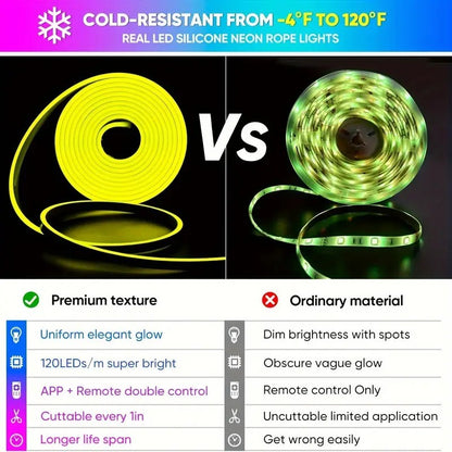 DC 24V RGB Neon Led Strip Light With Bluetooth 30 Meters Outdoor IP65 Waterproof Neon Rope Lights App Remote Control Band