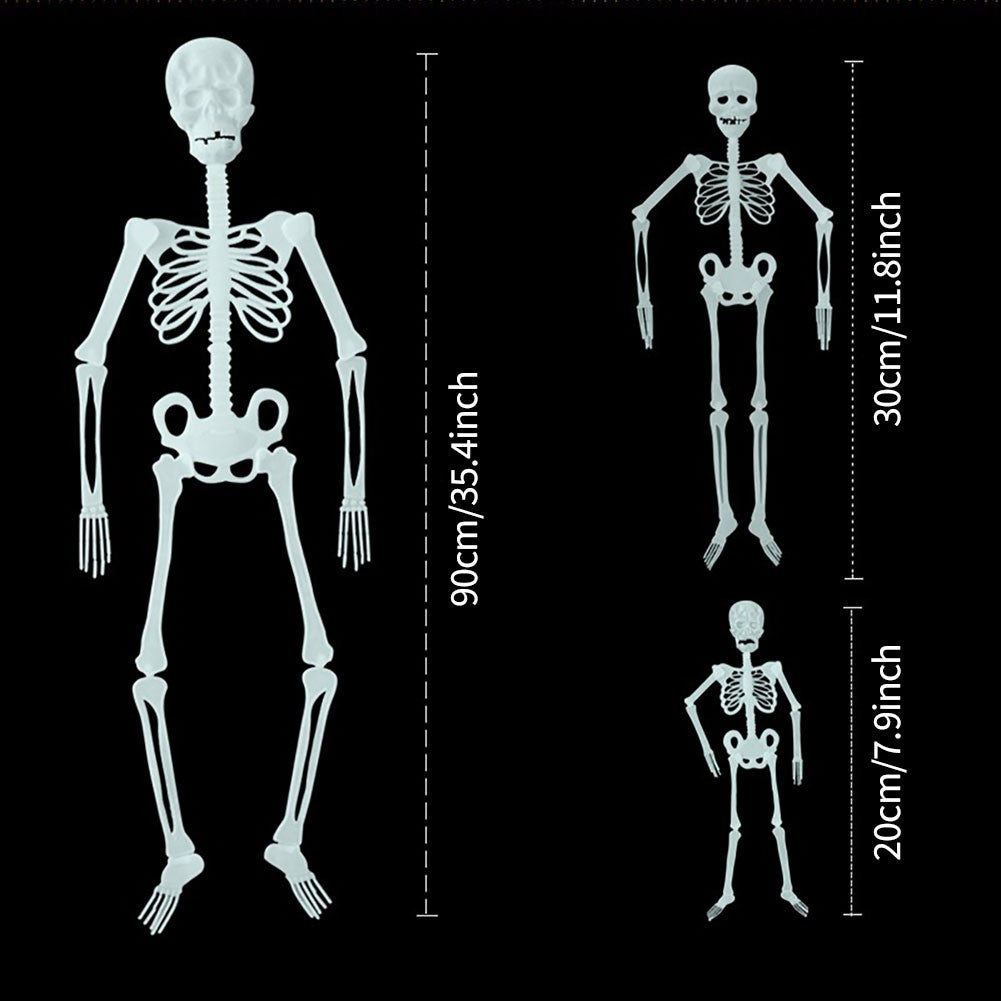 Luminous Hanging Skeleton Movable Glow Fake Skull Scary House Pendant Props Halloween Party Home Yard Outdoor Garden Decoration