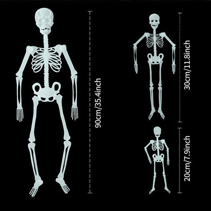 Luminous Hanging Skeleton Movable Glow Fake Skull Scary House Pendant Props Halloween Party Home Yard Outdoor Garden Decoration