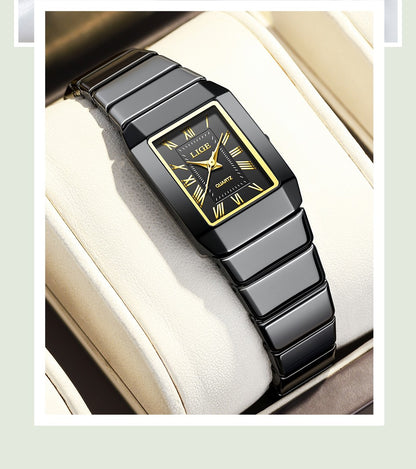 New Fashion LIGE Woman Watch Elegant Luxury Ceramic Strap Waterproof Simple Dial Quartz Women's Watches Ladies Gifts Reloj Mujer