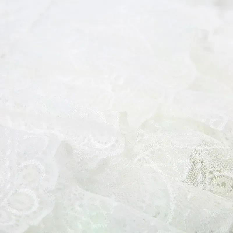 Lace Tulle Skirt A-line Miniskirt Black Solid Low Waist Tiered Lace Shorts Skirts Womens White Fairycore Micro Boho Skirt