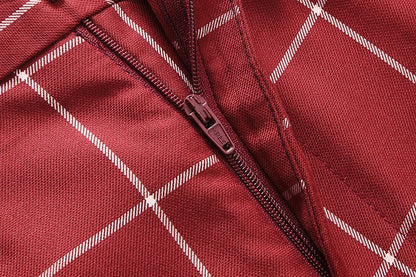 Fashion Male Business Social Suit Pants Black / Blue / Burgundy Men Wedding Plaid Dress Trousers