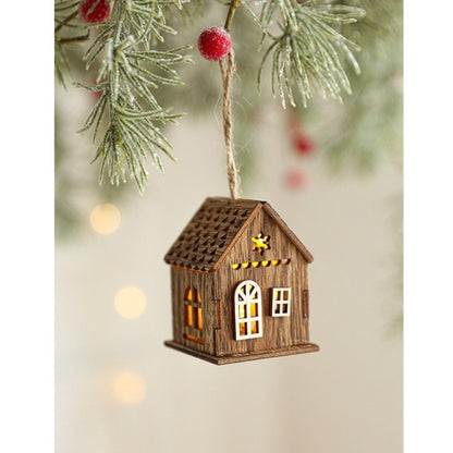 New Luminous Wooden House Christmas Pendants New Year Creative Xmas Tree Ornaments Gifts Pendant Christmas Decorations