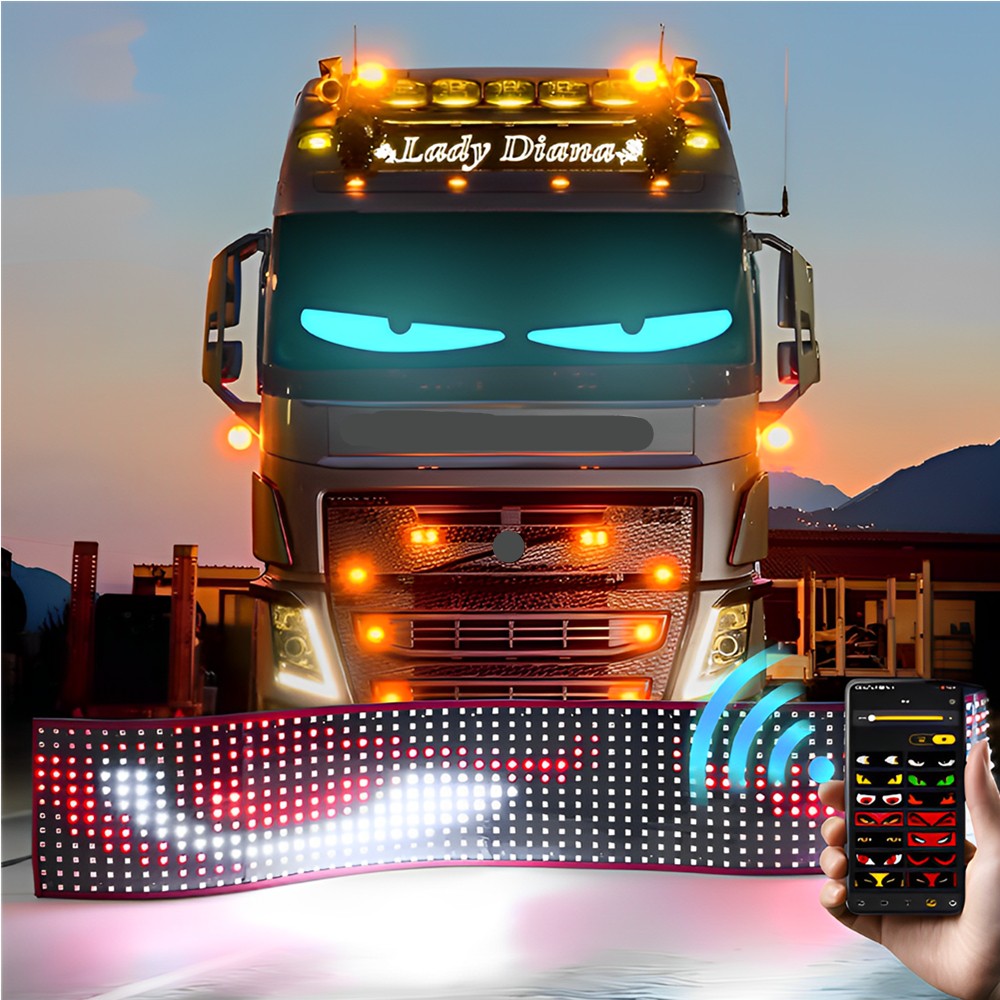 APP Remote Control Truck Car Devil Eye LED Pixel Panel Light Multi-Functional Decorative Lights For Board Windshield 12V 24V