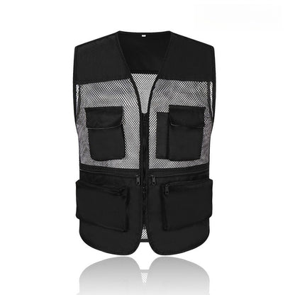 Colete Masculino Multibolsos em Tela - Leve e Respirável para Pesca e Fotografia com Alças Ajustáveis