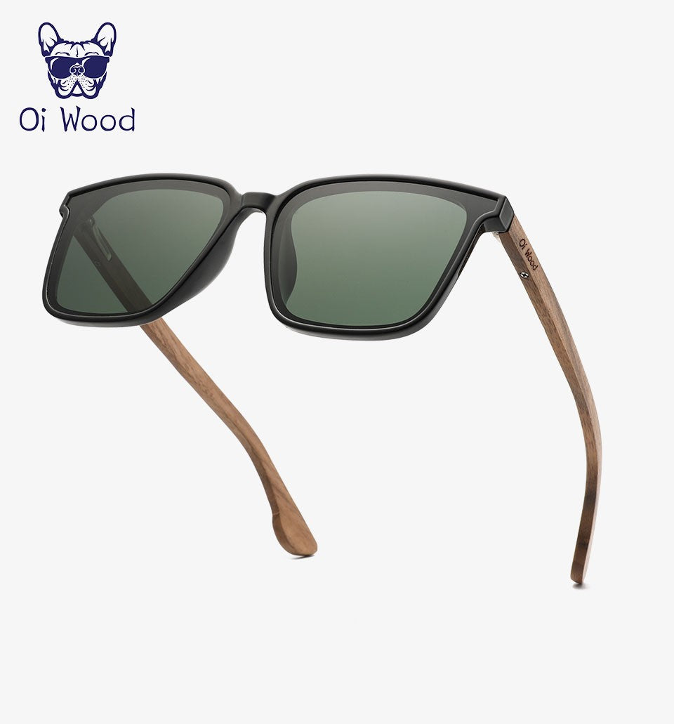 Oi Wood Óculos de Sol Quadrados para Homens e Mulheres Óculos de Madeira Lentes Azuis Polarizadas Óculos Masculinos Óculos de Luxo