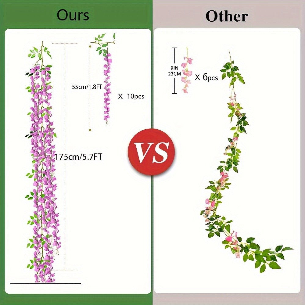 Wisteria Artificial Flowers Garland,Artificial Wisteria Vine Hanging Flower For Home Garden Outdoor Ceremony Wedding Home Decor