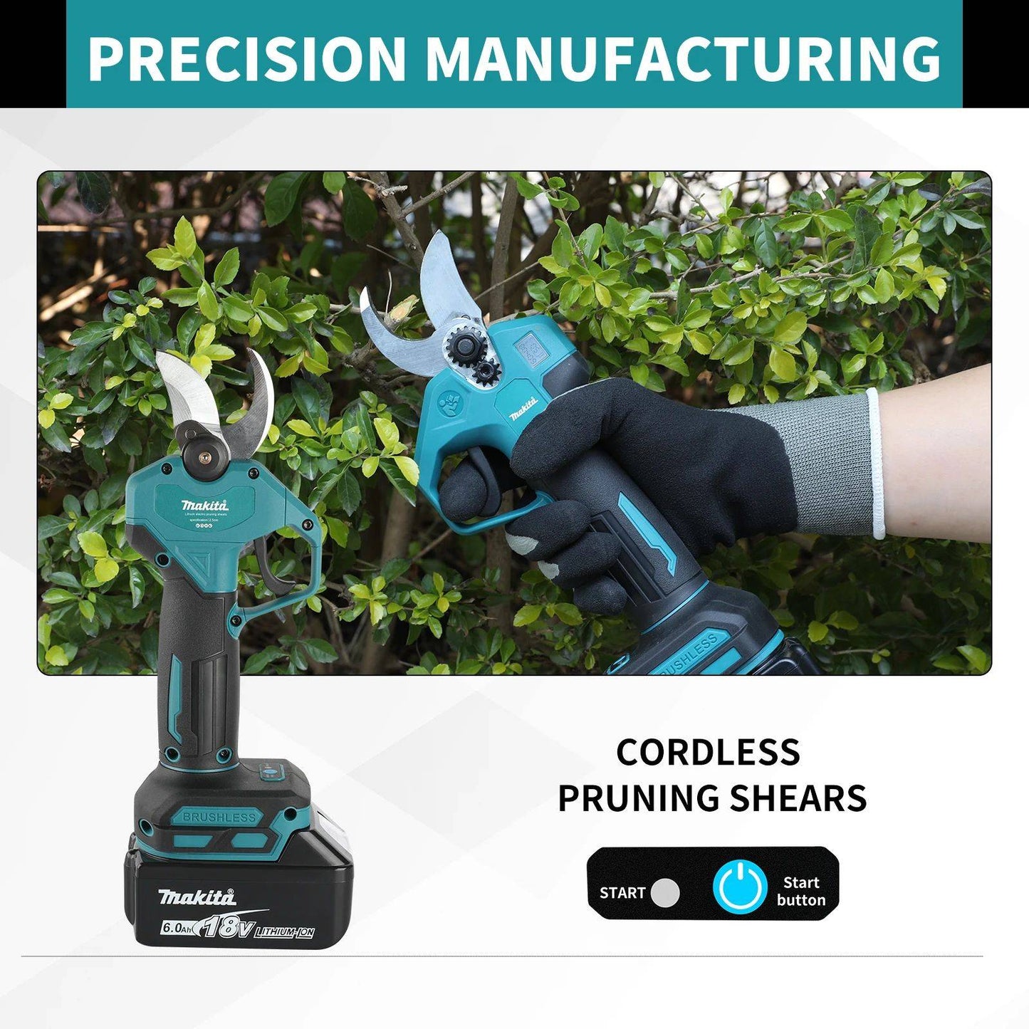 Tesoura de Poda Elétrica a Bateria Makita 18V sem Escovas 45mm Cortador de Galhos 1500W de Alta Potência para Jardim Tesoura de Poda de Árvores Bateria de Íons de Lítio