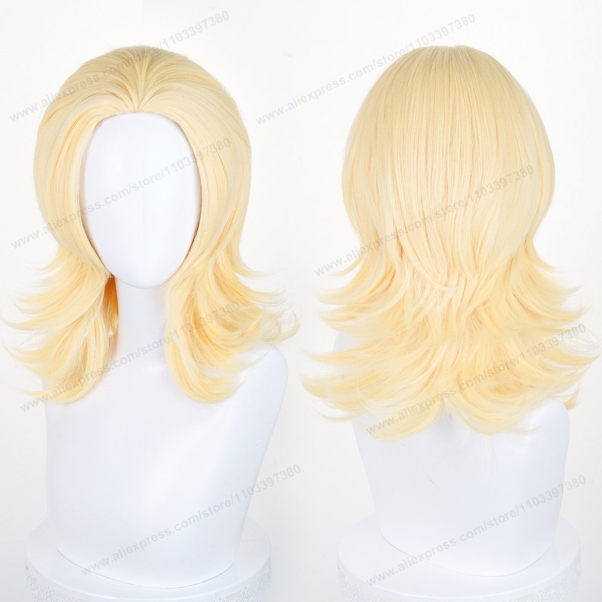 Anime 45cm Universal Cosplay Wig with Enlarged Scalp Free Parting Black White Yellow Man Women Heat Resistant Synthetic Hair