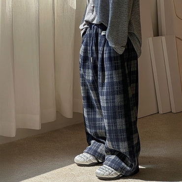 2025 Autumn Winter Cotton Boys Casual Pants Children Fleece-Lined Kids Plaid Loose Long Trouser Soft Warm 3-12 Years Outfit