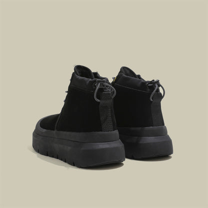 Fujin 4cm New Synthetic Suede Genuine Leather Spring Autumn Ankle Booties Chunky Sneakers High Brand Big Size Plush Women Shoes