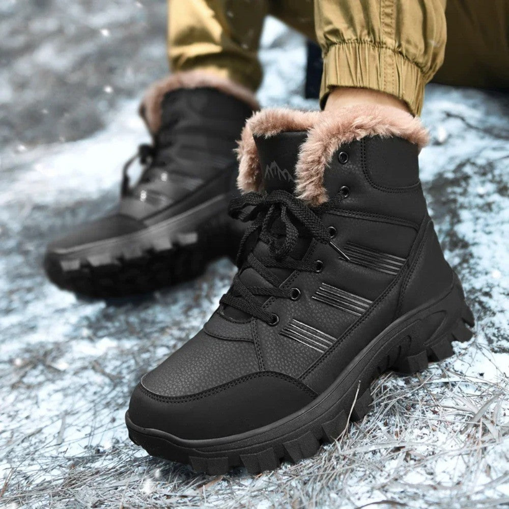 Men Winter Snow Boots Super Warm Men Hiking Boots High Quality Waterproof Leather High Top Big Size Men's Boots Outdoor Sneakers