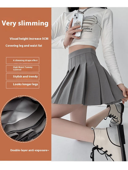 Women Pleated Skirt High Waist A-Line Mini Skirt School Girl JK Uniform Skirt Skater Skirt Tennis Skirt White Plus Size