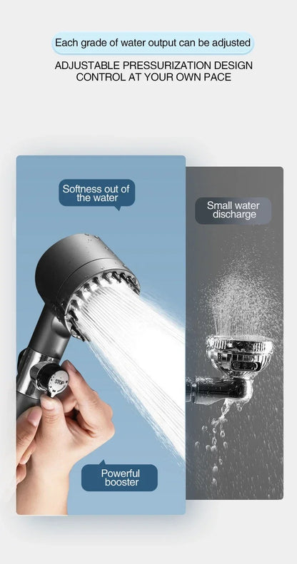 Ducha de Alta Pressão com Filtro, 3 Modos de Jato Ajustáveis com Escova de Massagem, Acessórios para Banheiro