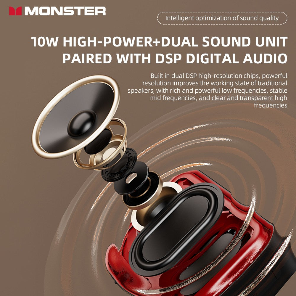 Caixa de Som Portátil Sem Fio Monster DS01 Outdoor BT V6.0 IP67 à Prova d'Água 1500mAh Mini Subwoofer de Alta Fidelidade Acústica Personalizada