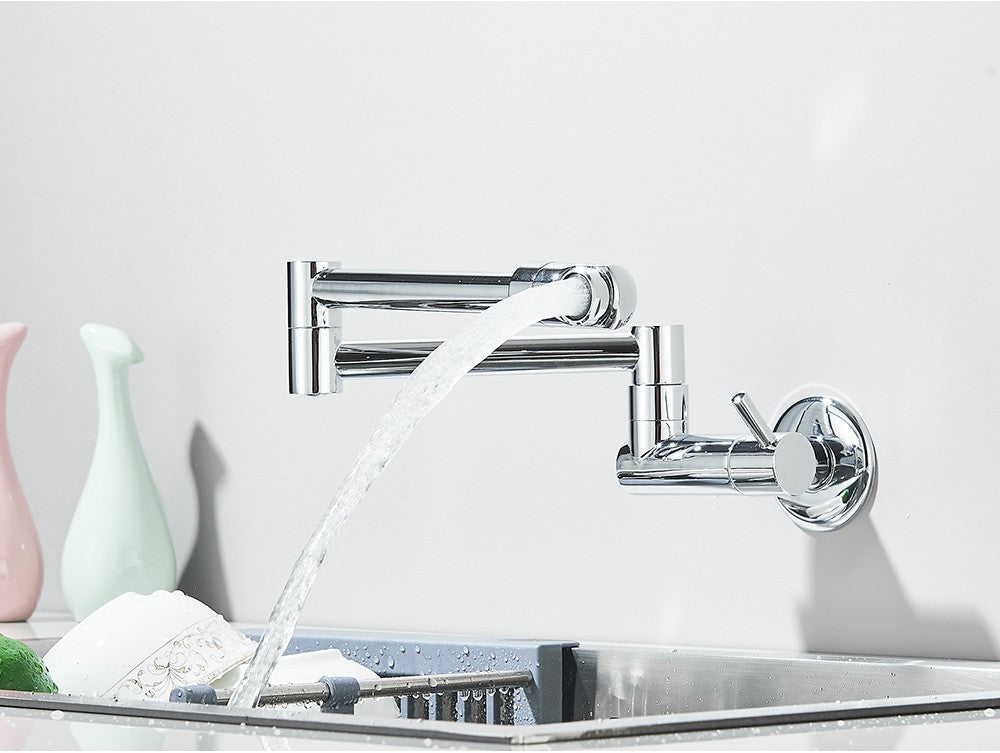 Brushed Gold Rotated Kitchen Sink Faucet Cold Water Tap Brass Basin Sink Swivel Faucets Wall Mounted Faucet