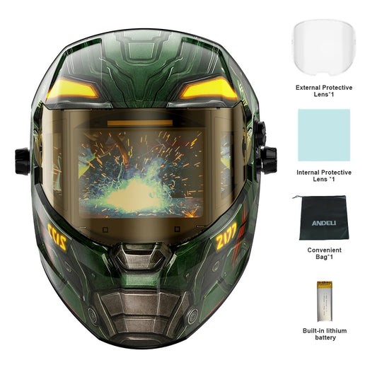 ANDELI Welding Mask with Panoramic Viewing Auto Darkening Welding Helmet True Color 4 Arc Sensor Type-C Charging for TIG MIG CUT